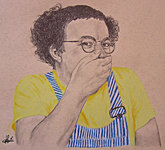Dessin Coluche (Crayon HB et pastel sec)