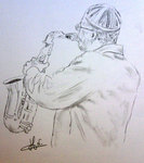 F&ecirc;te de la musique (crayon HB et fusain)
