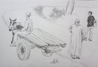 Sc&egrave;ne de vie  - Voyage Maroc (crayon HB)